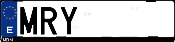 Matrícula española MRY, correspondiente al año 2024