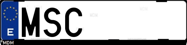 Matrícula española MSC, correspondiente al año 2024
