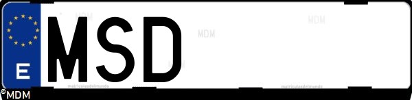 Matrícula española MSD, correspondiente al año 2024