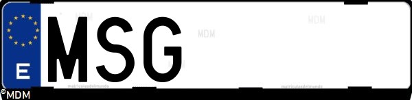 Matrícula española MSG, correspondiente al año 2024