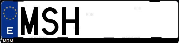 Matrícula española MSH, correspondiente al año 2024