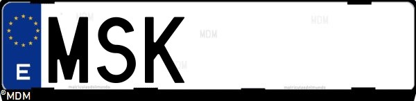 Matrícula española MSK, correspondiente al año 2024