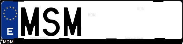 Matrícula española MSM, correspondiente al año 2024