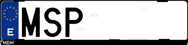 Matrícula española MSP, correspondiente al año 2024