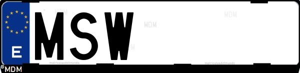 Matrícula española MSW, correspondiente al año 2024