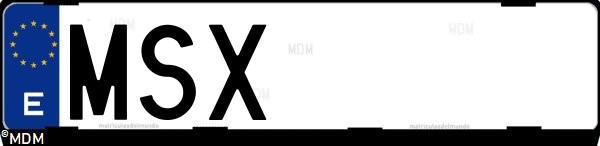 Matrícula española MSX, correspondiente al año 2024