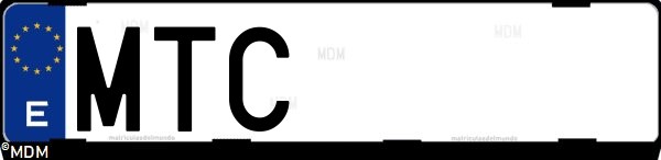 Matrícula española MTC, correspondiente al año 2024