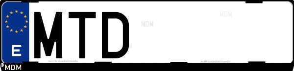 Matrícula española MTD, correspondiente al año 2024