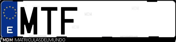 Matrícula española MTF, correspondiente al año 2024