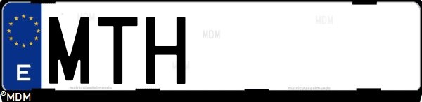 Matrícula española MTH, correspondiente al año 2024