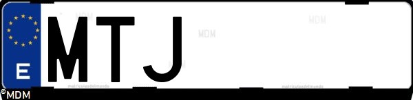 Matrícula española MTJ, correspondiente al año 2024
