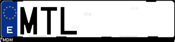 Matrícula española MTL, correspondiente al año 2024
