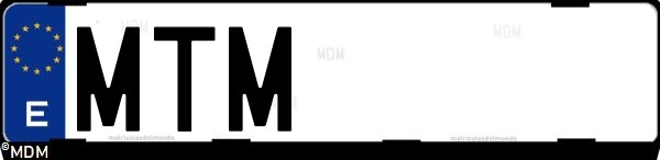 Matrícula española MTM, correspondiente al año 2024