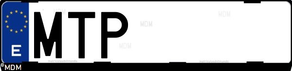 Matrícula española MTP, correspondiente al año 2024