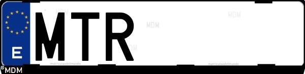 Matrícula española MTR, correspondiente al año 2024