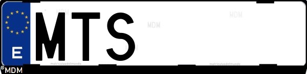 Matrícula española MTS, correspondiente al año 2024