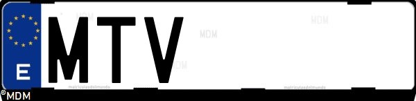 Matrícula española MTV, correspondiente al año 2024