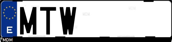 Matrícula española MTW, correspondiente al año 2024