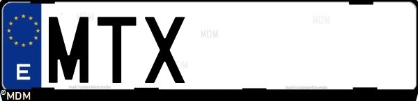 Matrícula española MTX, correspondiente al año 2024