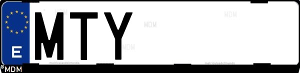 Matrícula española MTY, correspondiente al año 2024