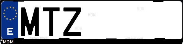 Matrícula española MTZ, correspondiente al año 2024