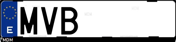 Matrícula española MVB, correspondiente al año 2024