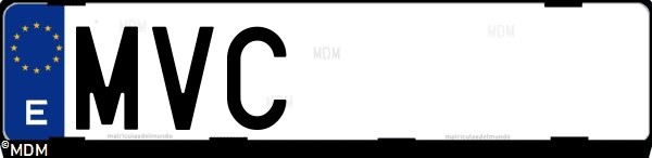 Matrícula española MVC, correspondiente al año 2024