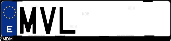 Matrícula española MVL, correspondiente al año 2024