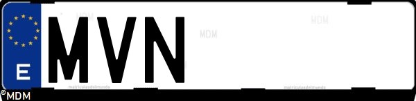 Matrícula española MVN, correspondiente al año 2024