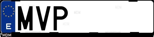 Matrícula española MVP, correspondiente al año 2024