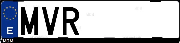 Matrícula española MVR, correspondiente al año 2024
