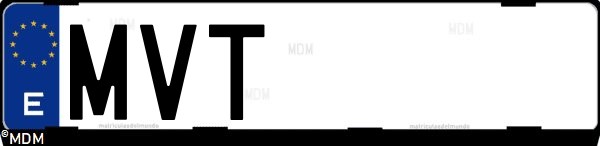 Matrícula española MVT, correspondiente al año 2024