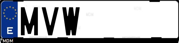 Matrícula española MVW, correspondiente al año 2024