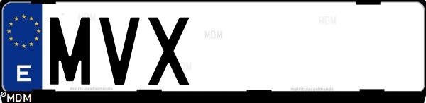 Matrícula española MVX, correspondiente al año 2024