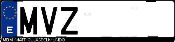 Matrícula española MVZ, correspondiente al año 2024