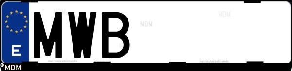 Matrícula española MWB, correspondiente al año 2024