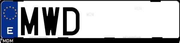Matrícula española MWD, correspondiente al año 2024