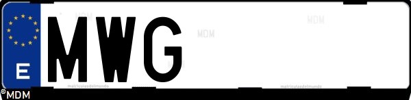 Matrícula española MWG, correspondiente al año 2024