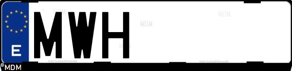 Matrícula española MWH, correspondiente al año 2024