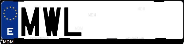 Matrícula española MWL, correspondiente al año 2024