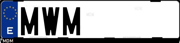 Matrícula española MWM, correspondiente al año 2024