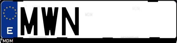 Matrícula española MWN, correspondiente al año 2024