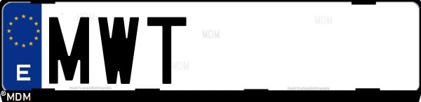 Matrícula española MWT, correspondiente al año 2024