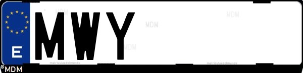 Matrícula española MWY, correspondiente al año 2024