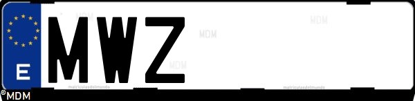 Matrícula española MWZ, correspondiente al año 2024