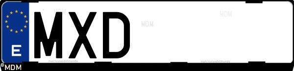 Matrícula española MXD, correspondiente al año 2024