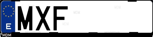 Matrícula española MXF, correspondiente al año 2024