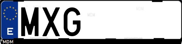 Matrícula española MXG, correspondiente al año 2024