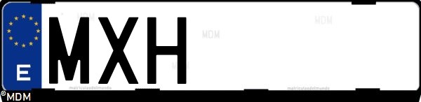 Matrícula española MXH, correspondiente al año 2024