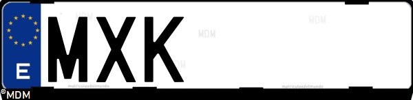 Matrícula española MXK, correspondiente al año 2024